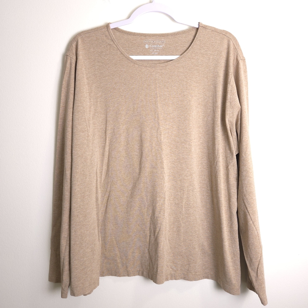 Coolibar UPF 50+ Sun Protection Basic Base Layer Long Sleeve Oatmeal Top 2XL